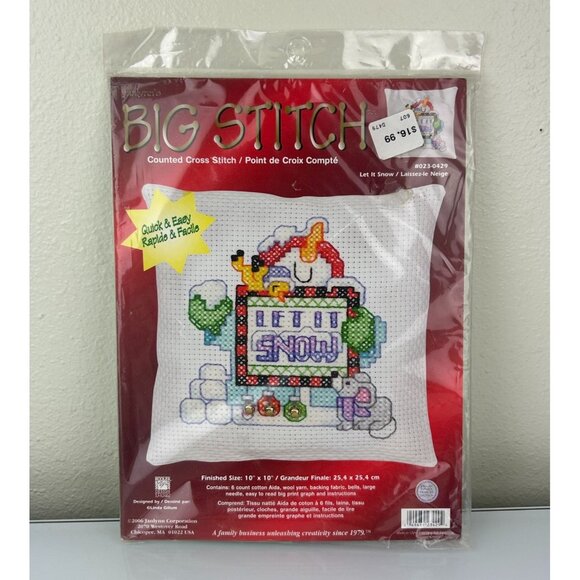 Janlynn Big Stitch Counted Cross Stitch 2006 10x10 Snowman Let it Snow Christmas - Picture 14 of 14